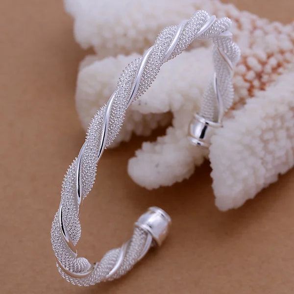 Valentine'S Day Christmas Gift Fashion 925 Sterling Silver Lovely Mesh Hot Bracelet Bangle Jewelry Wholesale Factory Price