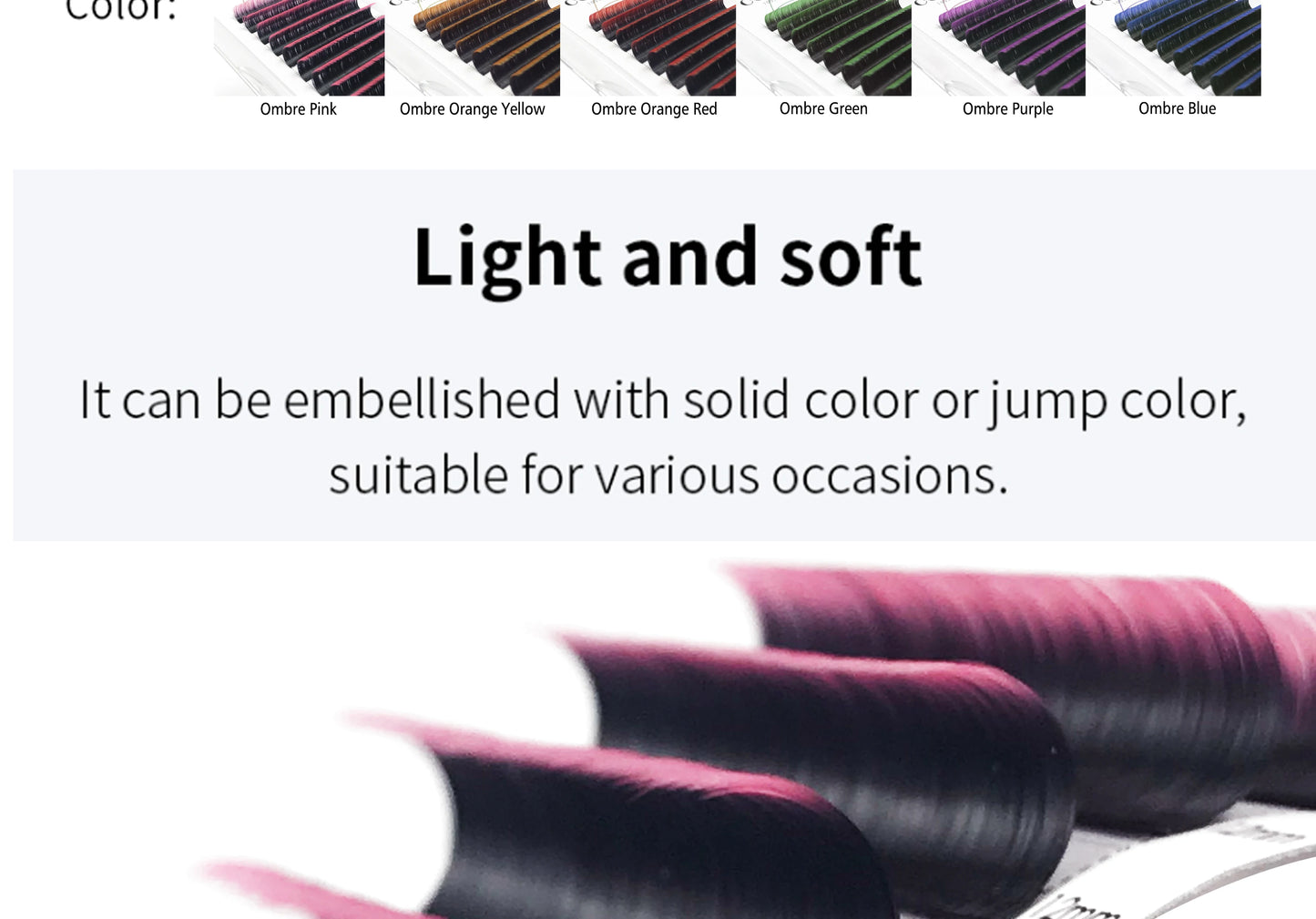 0.07mm Ombre Easy Fan Lashes Extension C/D Curl Wispy Natural Soft Gradient Pink/Blue/Green/Purple Volume Fans Silk Mink Lashes