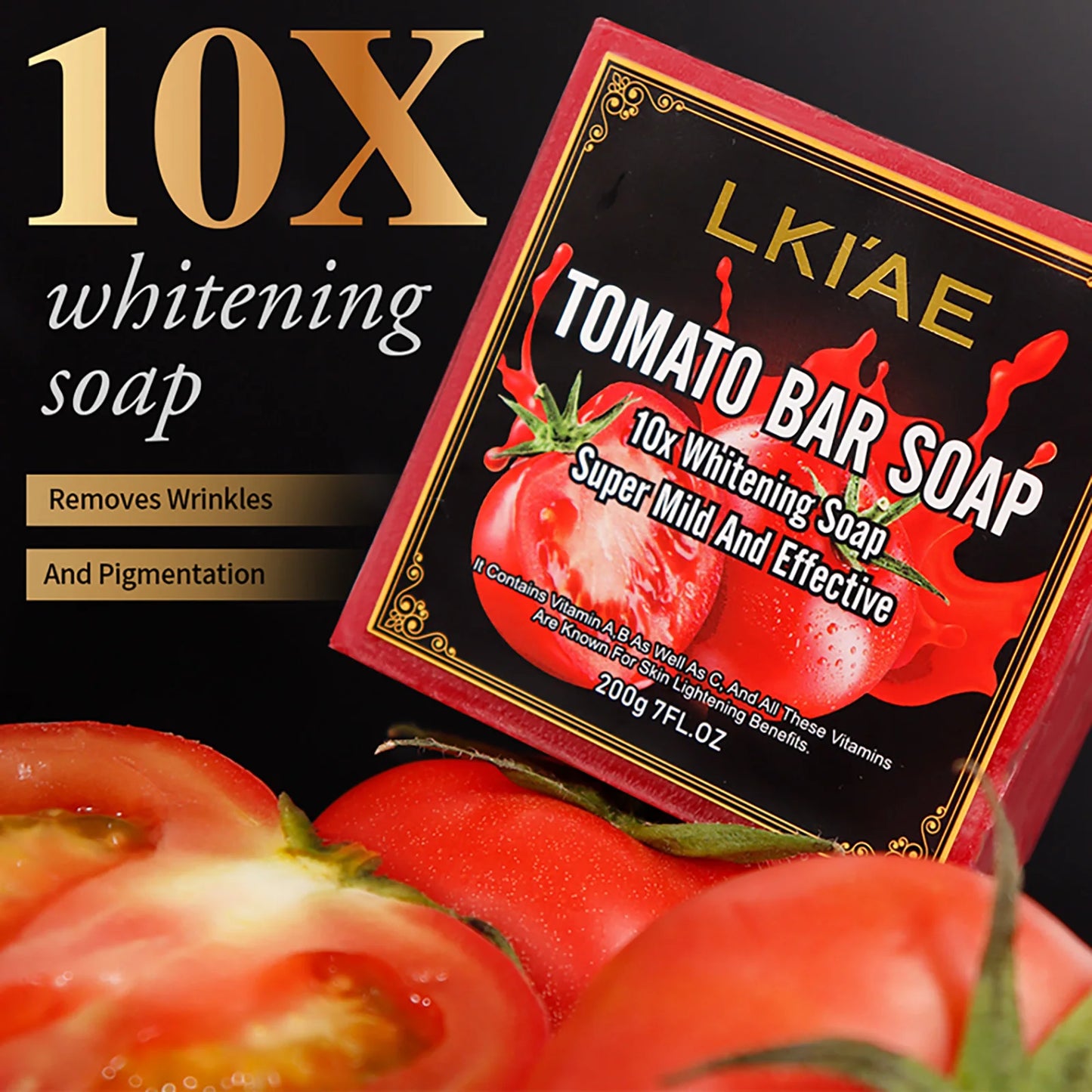 LKIAE Ultra Lightening Tomato Soap Bar, Anti Dark, Black Spots, Acne, Even Skin Tone, Vegan Bath Soap For All Skin Type, 200g