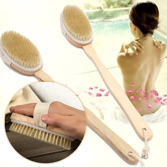Household Wooden Long Handled Bristle Brush, Back Scrubbing Product, Skin Exfoliating Detachable Handheld Soft Bristle Brush