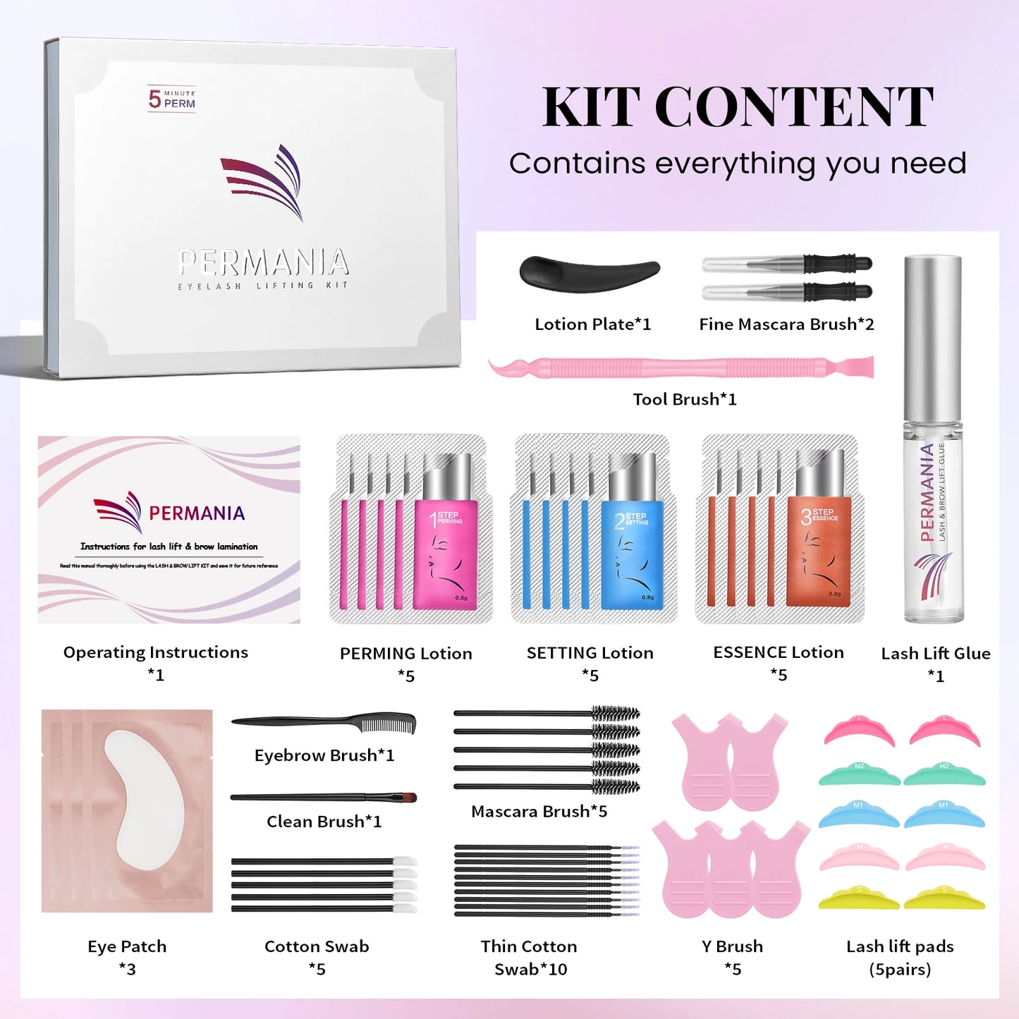 PERMANIA Long Lasting 5-8 Minutes Quick Lash Lifting Eyelash Perm Lash Lift Kit Curling Lashes Eyelash Enhancer Eye Makeup Tool
