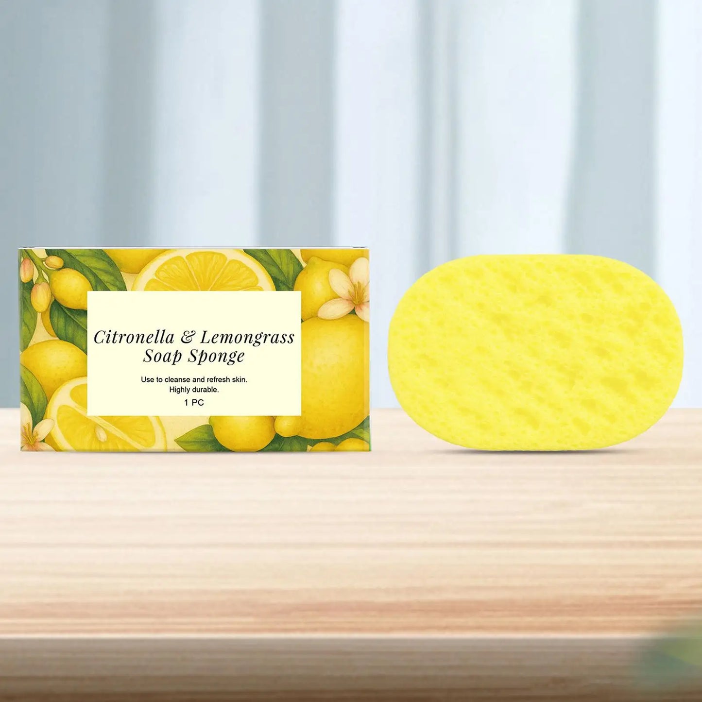 Lemongrass Lemon Bath Sponge Exfoliating Remove Oil Control Daily Body Cleansing Refreshing Brightening Skin Shower Use