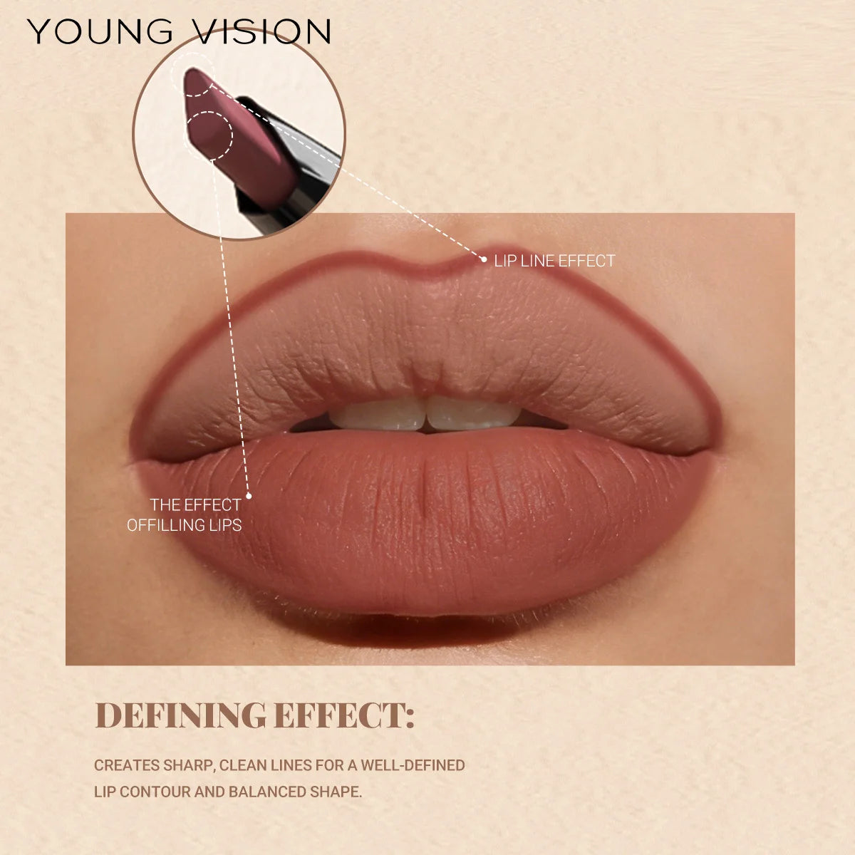 2Pcs Lip Gloss and Lip Liner Set, Matte Finish Non-Stick Cup Long-Lasting Lip Color and Liner Combo, Perfect for Defined Lips