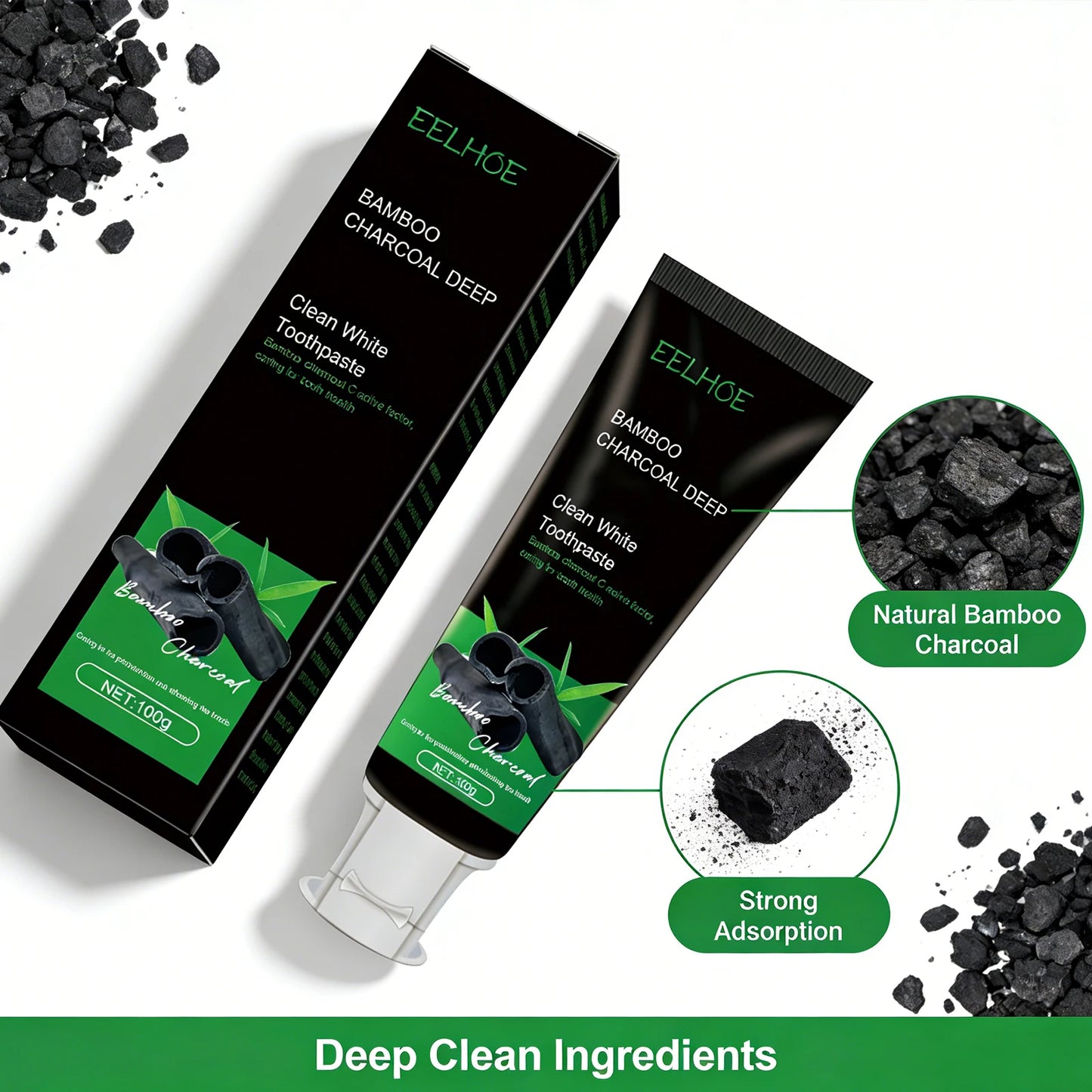 Clean White Toothpaste Effectively Remove Dental Plaque Eliminate Oral Odors Caring for Dental Health Bamboo Charcoal Toothpaste