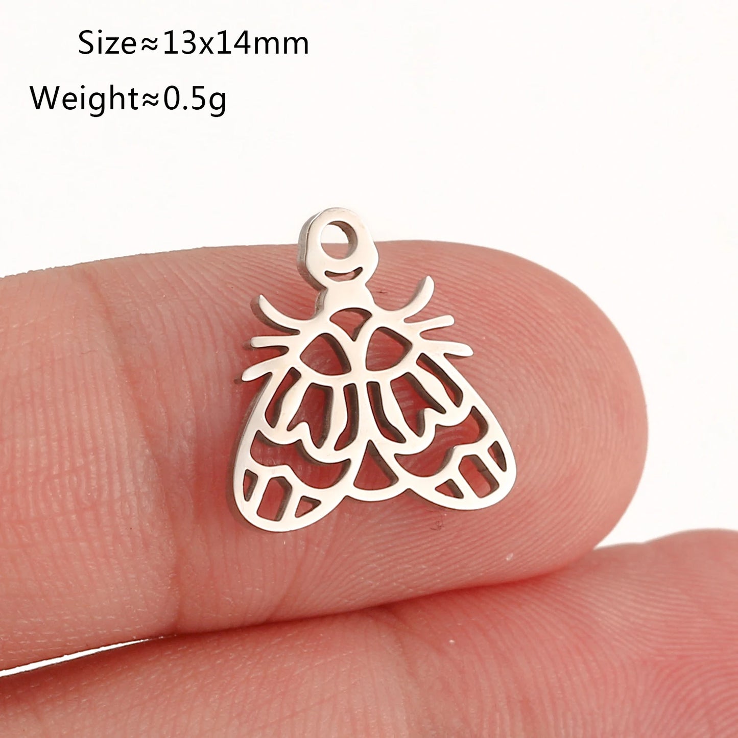 5Pcs Spring Bee/Butterfly/Beelet Charms Stainless Steel Scarab Moths Pendants DIY  Necklace Bracelet Jewelry Making Accessories