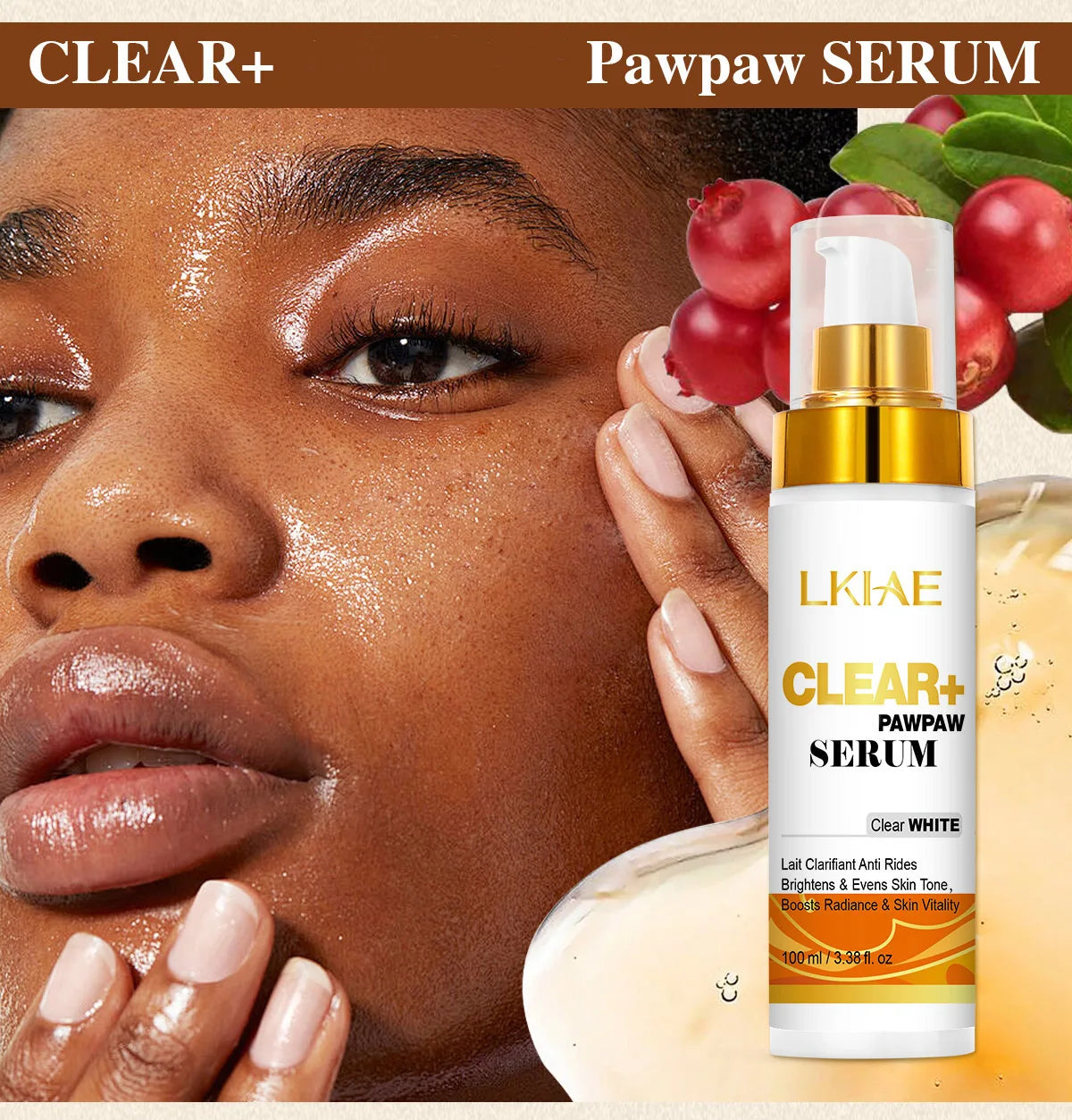 LKIAE Whitening Women Set, With Vitamin C, Natural Papaya, Carrot, Remove Dark Spots, Melanin, Skin Moisturizer, Hydrating