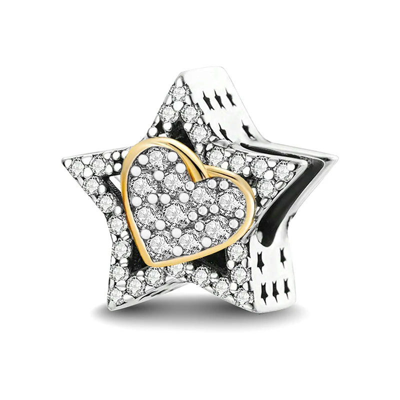 Shecharms 925 Sterling Silver Love Heart Firefly Golden Series Charms Fit DIY Making Bracelet Necklace High Quality Fine Jewelry