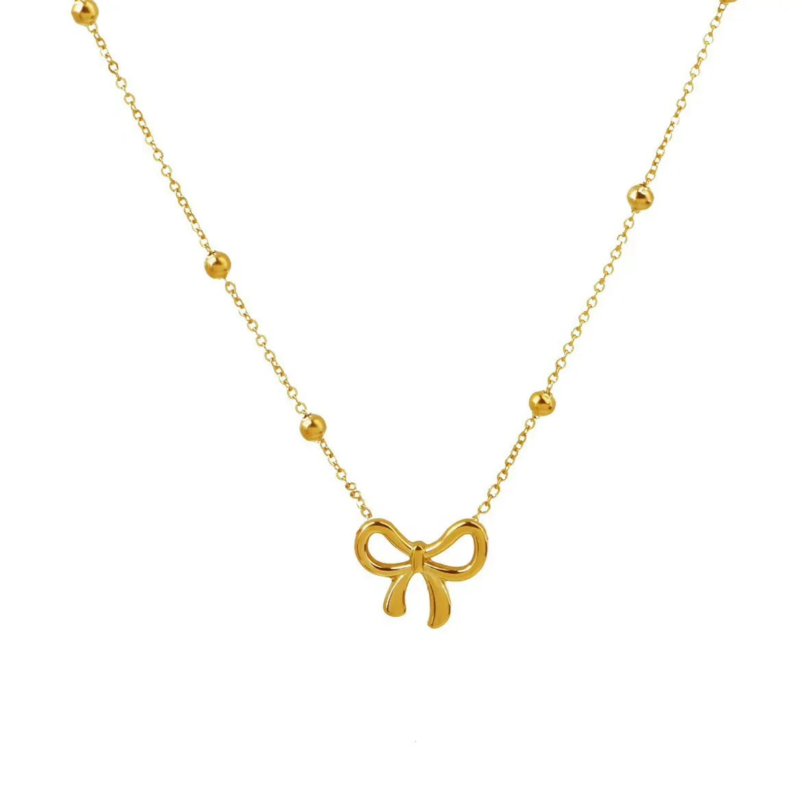 Simple Korean Stainless Steel Bowknot Necklace For Women Girls Delicate Bracelets Charm Choker Earrings Fashion Jewelry Set Gift