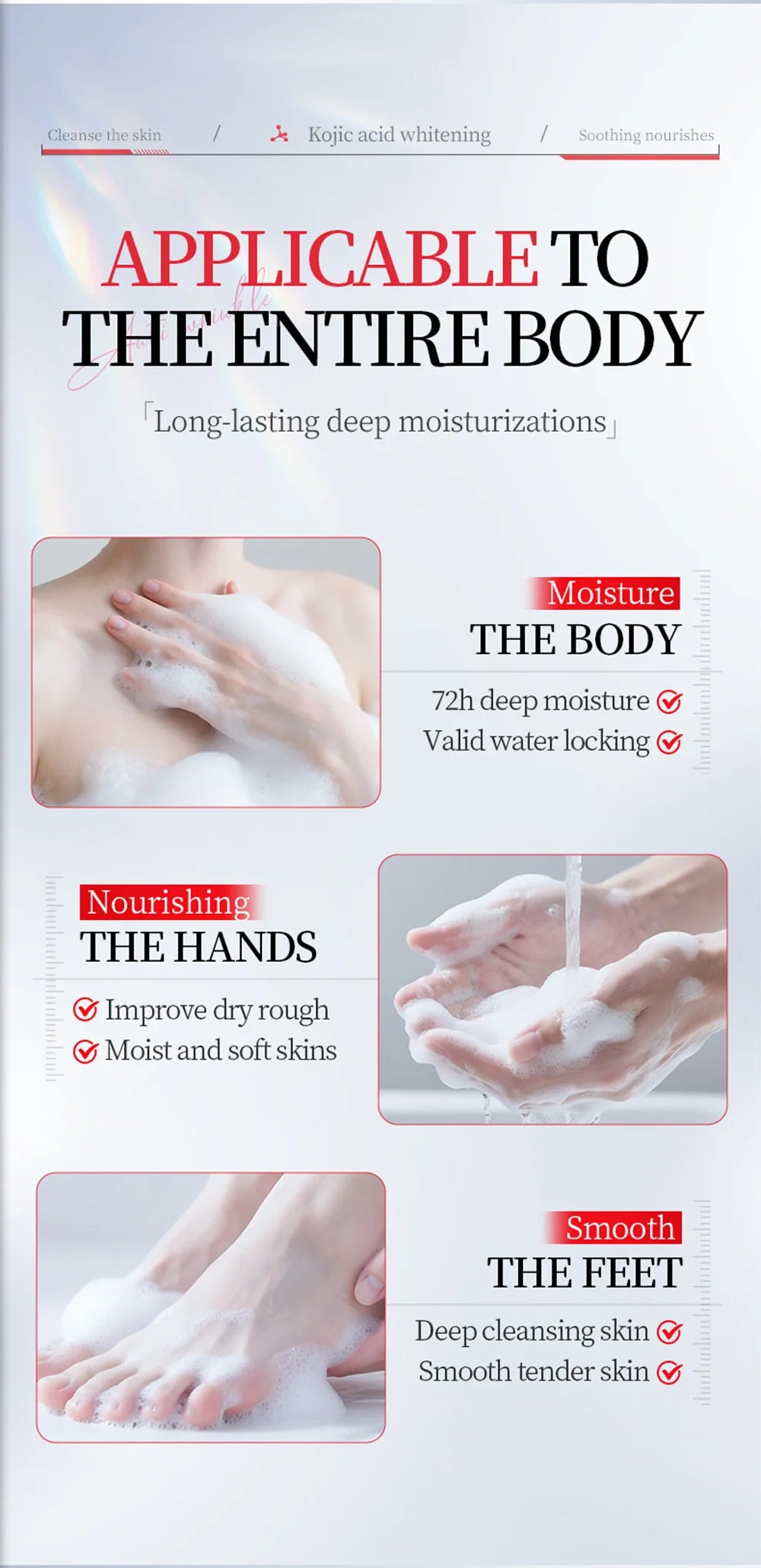 Kojic Acid Whitening Cleansing Soap, Facial And Body Soap Containing Niacinamide And Hyaluronic Acid, With A Foaming Net.