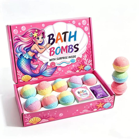 12pcs 60g Kids Bath Spa Fizzies with Hidden Toy Bubble Ball Safe Bath Toy for Children Daily Bathing