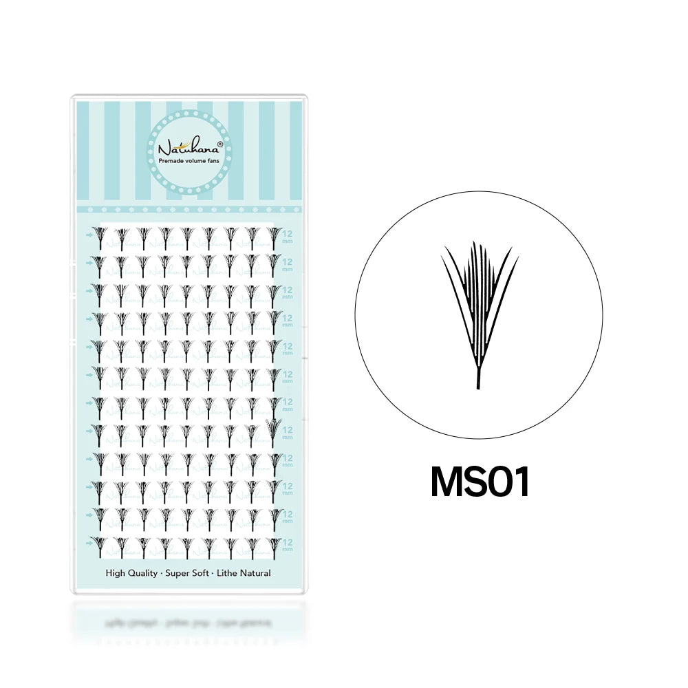 NATUHANA Narrow Spiky Premade Fans Fairy Wings Eyelash Extensions Anime Manga Style Soft Wispy Volume Lashes DIY Salon