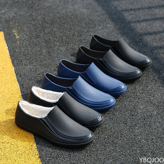 Rain Shoes Men's Low - Top Short Rain Boots Waterproof Shoes Non-slip Light Rubber Shoes Slip on Men Galoshes Trend Fishing Shoe