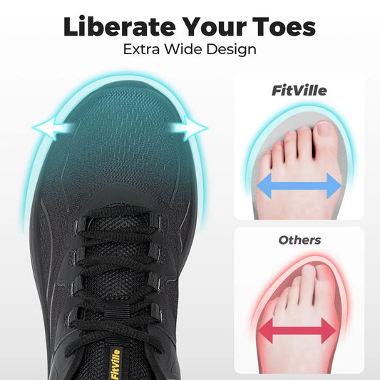 Fittington Men's Walking Shoes Thick Soled Slip On Shoe Height Increasing Breathable Sneakers Wide Comfortable Outside&Work Shoe