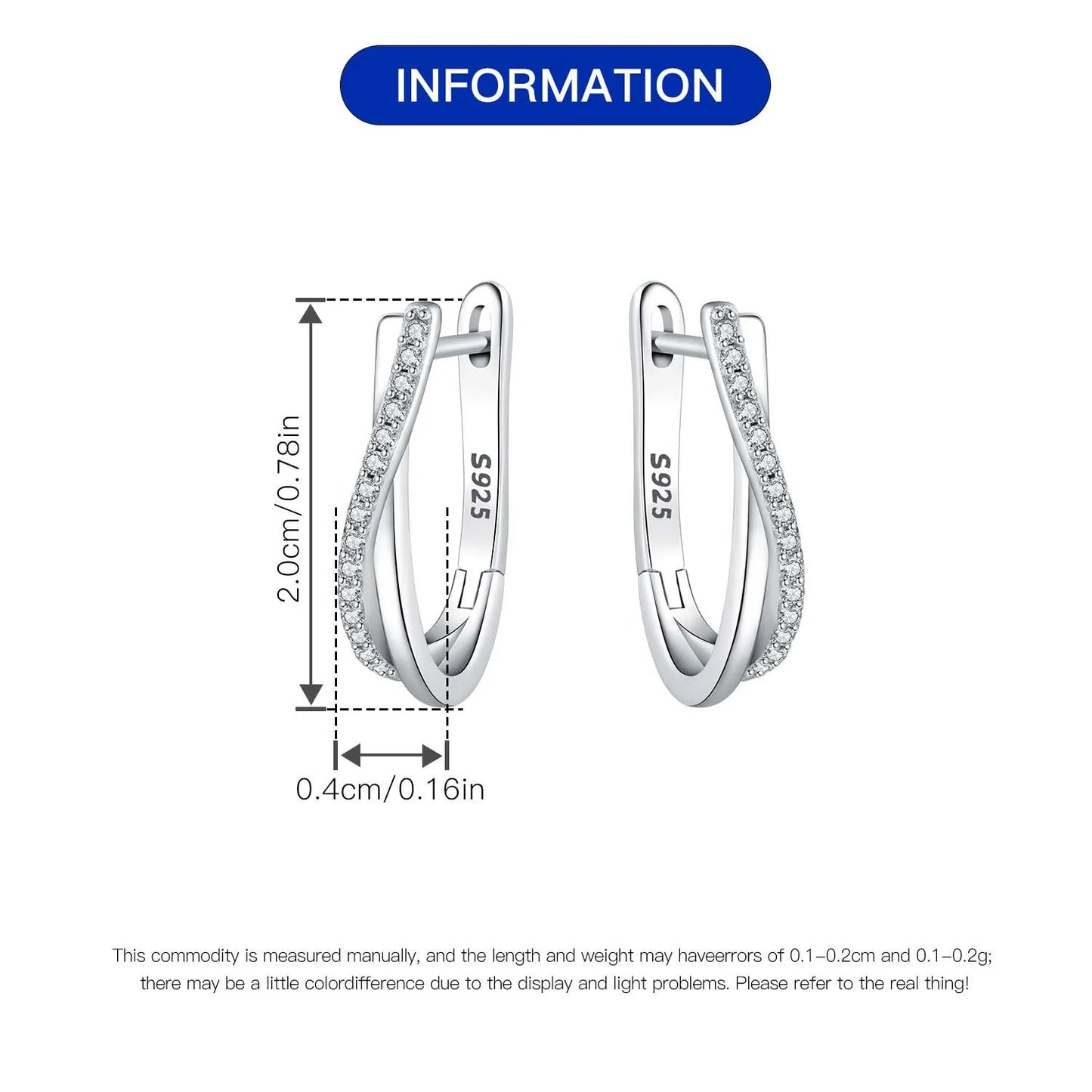 CYCUFF S925 Sterling Silver Zircon Simple Geometry Big Double Ring Earrings Birthday Party Gift Trend 2025 Jewelry Women Earring