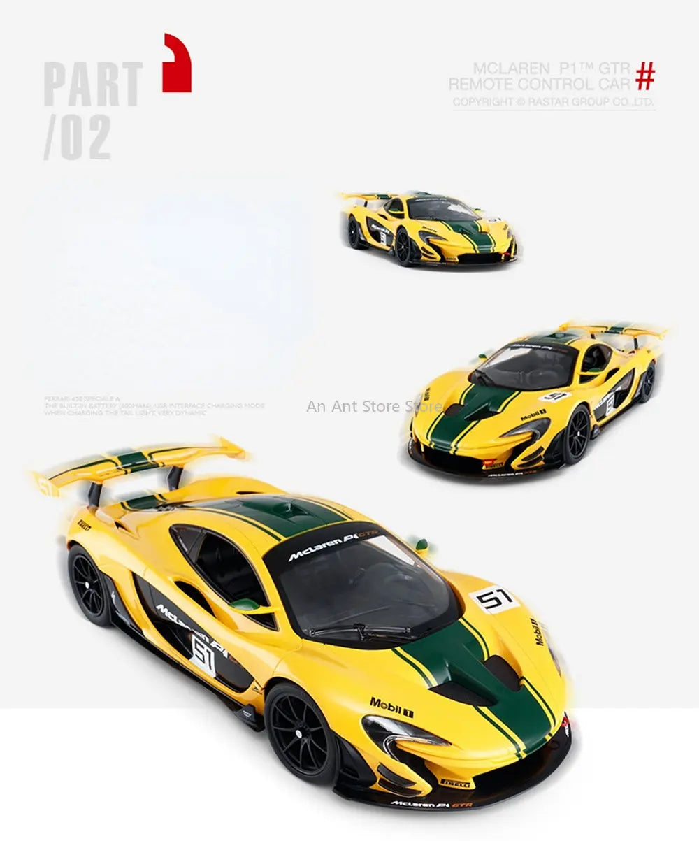 Mclaren P1 GTR RC Car 1:14 Scale Remote Control Car Model Radio Controlled Auto Machine Vehicle Toy Gift for Kids Adults