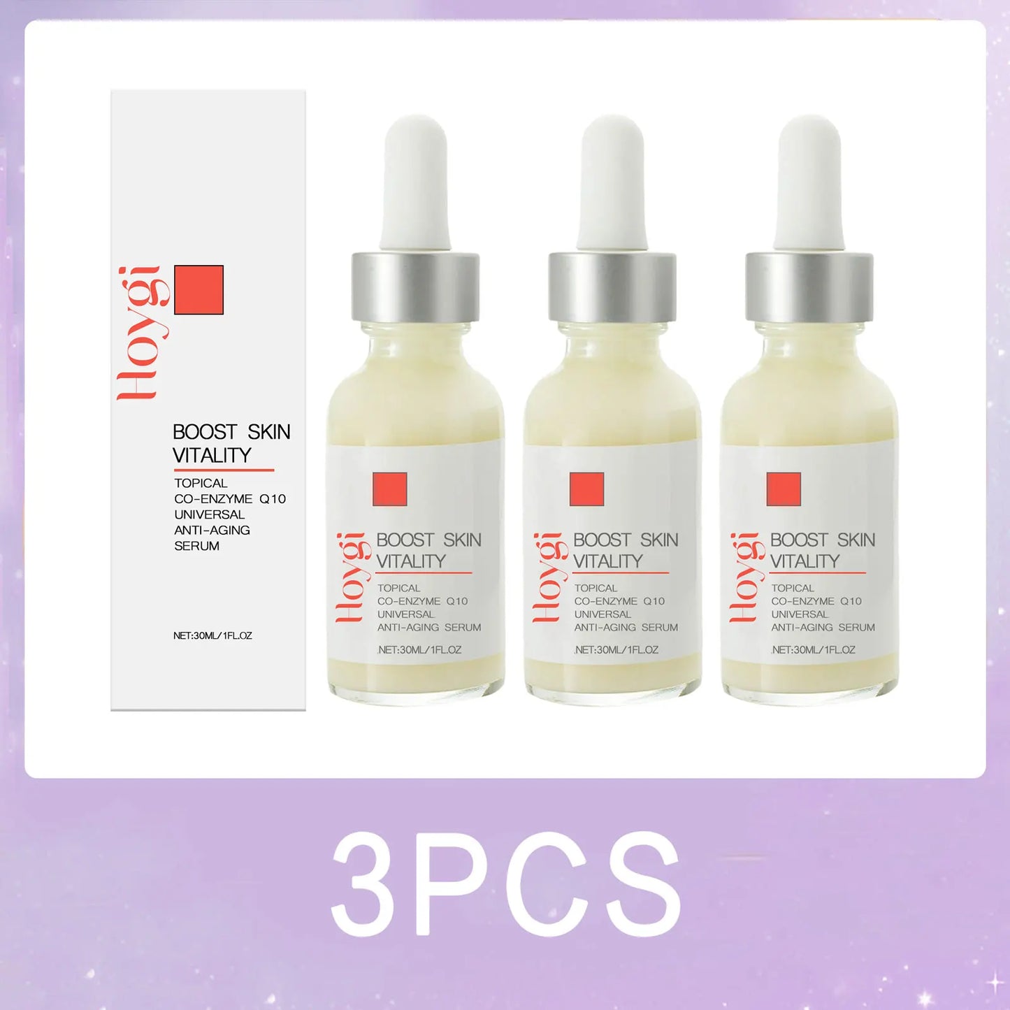 Coenzyme Q10 Face Serum Anti Aging Smooths Neck Wrinkles Fine Lines Energizes Dull Skin Brightening Hydrate Firming Facial Serum