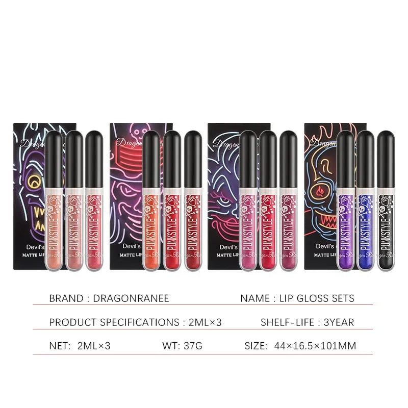 Long-Lasting Matte Lip Glaze Glitter Non-Fading Non-Stick Cup Metal Shiny Valentine's Day Gift Lip Gloss