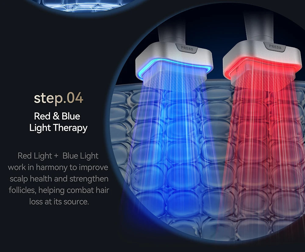 Bio Pen Bio6 Derma Stamp With 2 Roller Heads, LED Red/Blue Light, 5 EMS Levels, Microneedle Stamp 0.25 mm Needle length