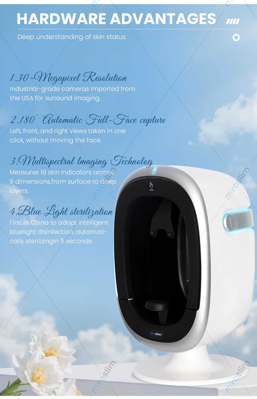 AISIA  O1 3D AI Facial Skin Analyzer Detection Skin Problem Diagnosis 8 Spectrum Professional Analysis Beauty Salon Equipment
