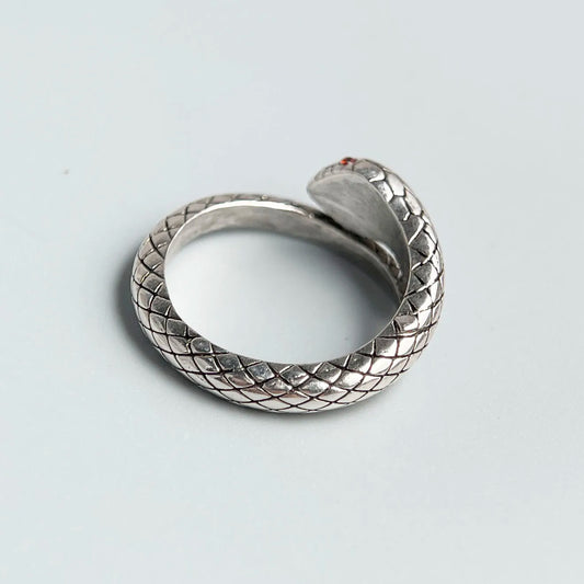 925 Sterling Silver Rings For Women Men Narrow Snake Retro Flower Zircon Open Ring For Birthday Party Gift