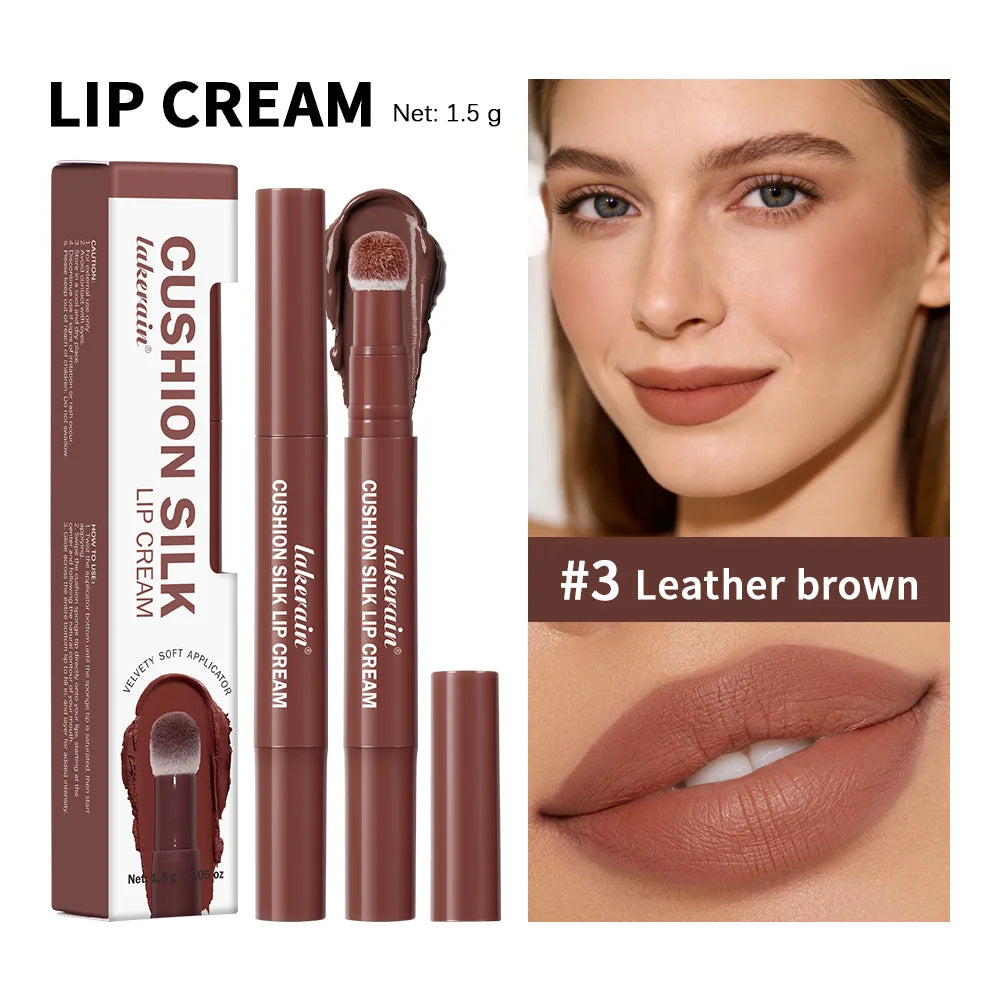 Cushion Silk Lip Cream Long Lasting Wear Waterproof Non Transfer Formula Matte Velvety Finish Lip Glaze Natural Cosmetics