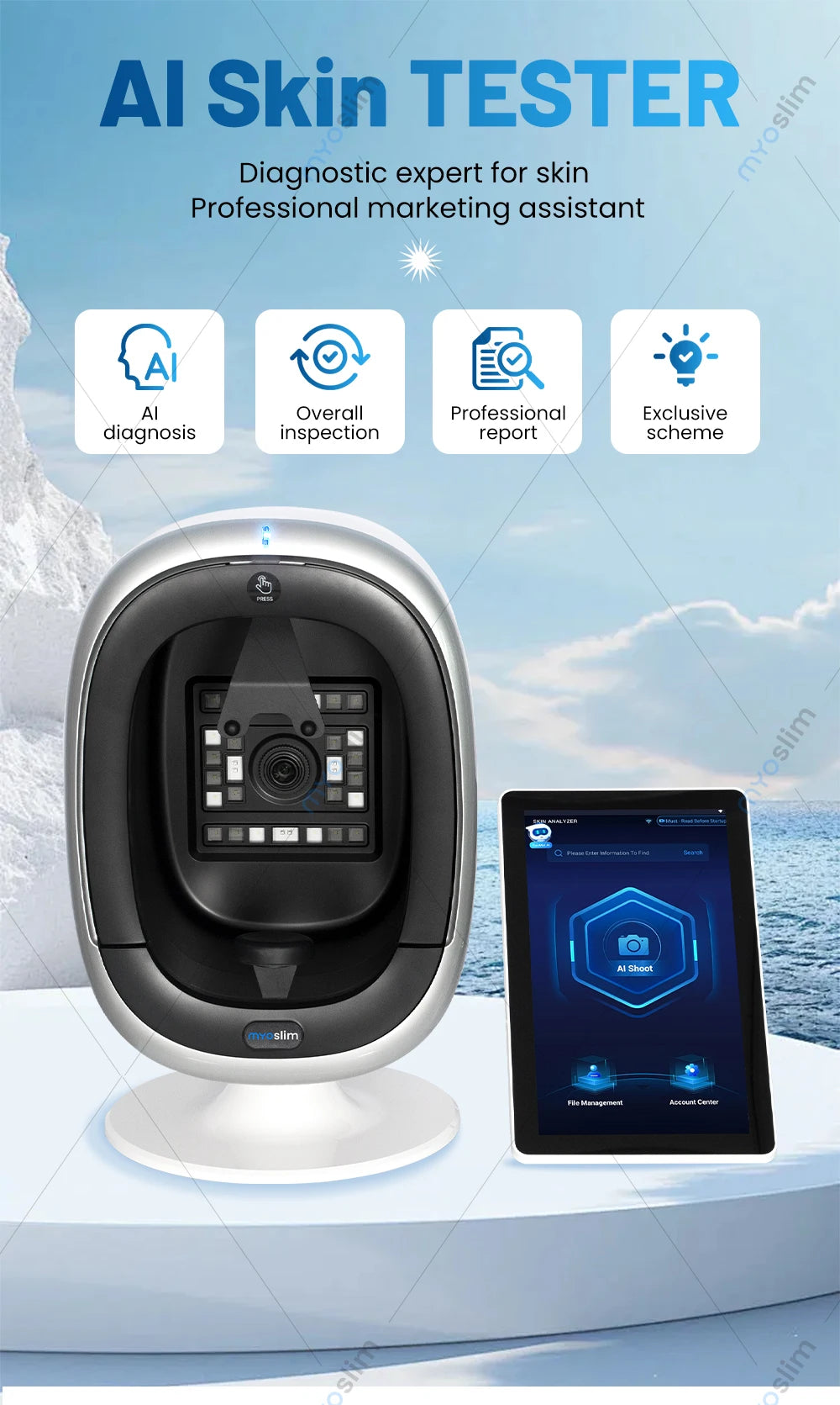 AISIA  O1 3D AI Facial Skin Analyzer Detection Skin Problem Diagnosis 8 Spectrum Professional Analysis Beauty Salon Equipment