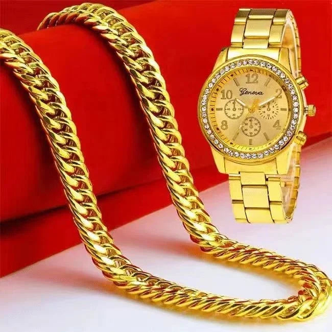 Plated 100% Real Gold 24k 999 Necklace Men's 999 Dominant Personality Fashion Jewelry 999 Permanent Color Pure 18K Gold Jewelry