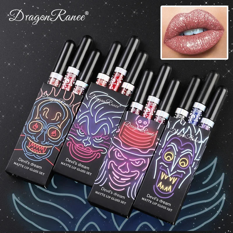 Long-Lasting Matte Lip Glaze Glitter Non-Fading Non-Stick Cup Metal Shiny Valentine's Day Gift Lip Gloss