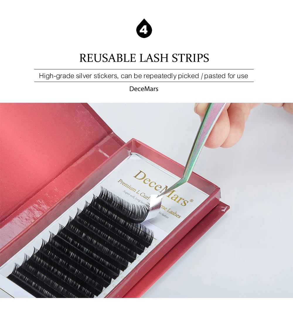 DeceMars L LC LD LU M Brown Color Eyelash Extension PBT Mink 8-15mm