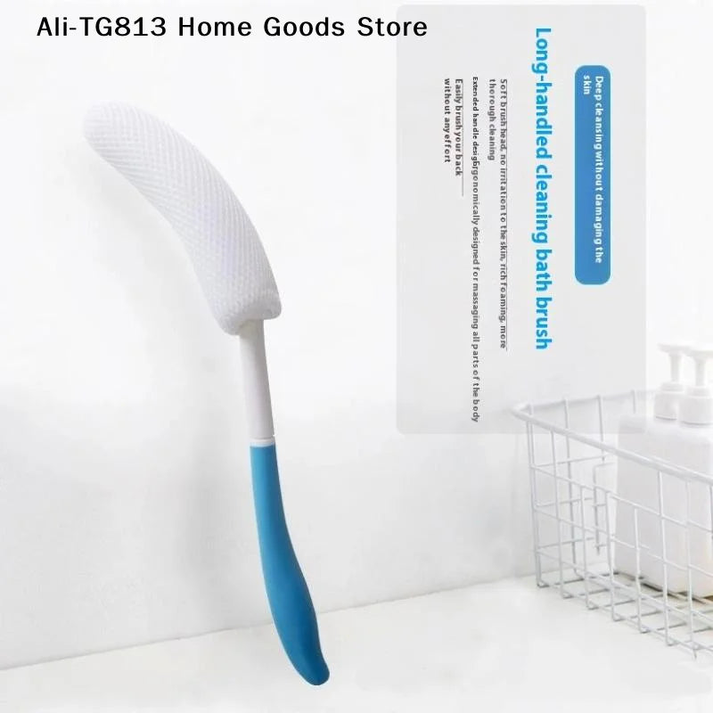 [TG813]1 Pcs Bath Soft Back Scrubber Brush Bath Shower Scrubbing Mesh Brush With Handle Exfoliating Scrub Massager Bath Supplies