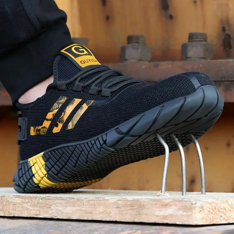 Work Sneakers Men Safety Shoes Construction Steel Toe Work Shoes Safety Boots Men Shoes Anti-Puncture Working Summer Kevlar