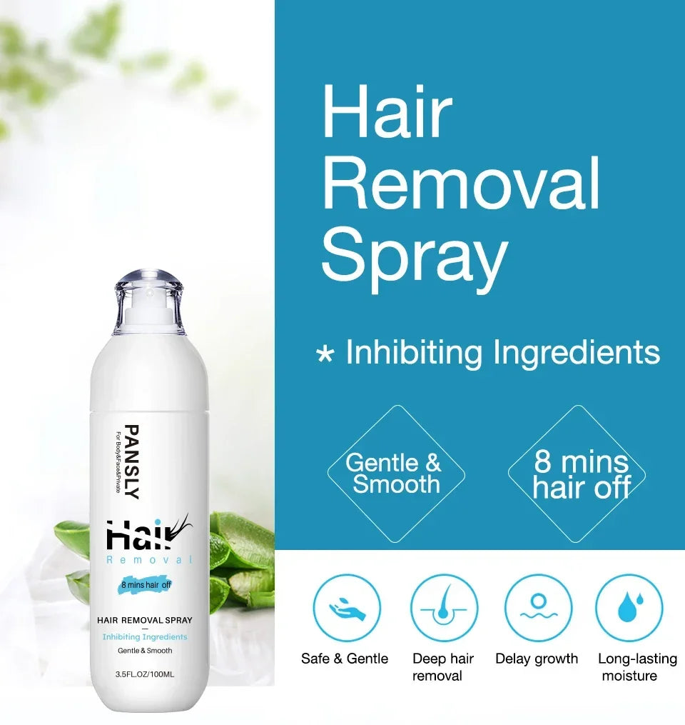 Hair Removal Spray Hair Growth Inhibitor Spray Painless Hair Reduction Permanently Inhibits Hair Growth Skin Silky Smooth 100ML