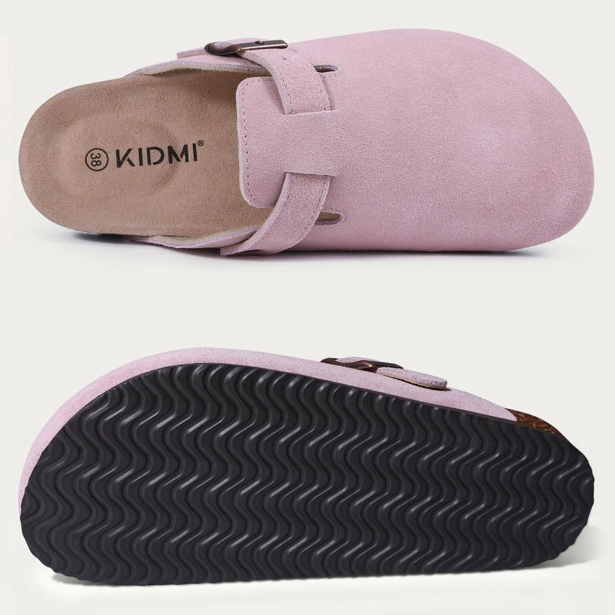 Litfun Fashion Men's Suede Clogs Slippers Soft Footbed Leather Mules   Summer Cork Sole Sandals With Arch Support Classic Clogs