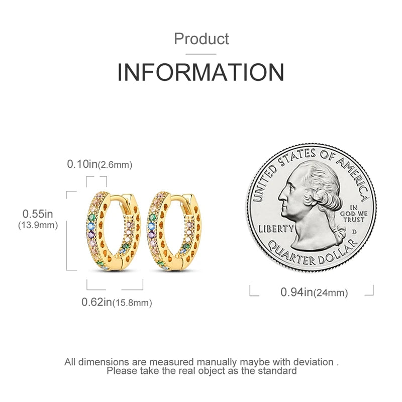 925 Sterling Silver Pave Round Shape Geometry of Simple Earring Hoop Earrings for Women Jewelry Wedding Engagement Birthday Gift