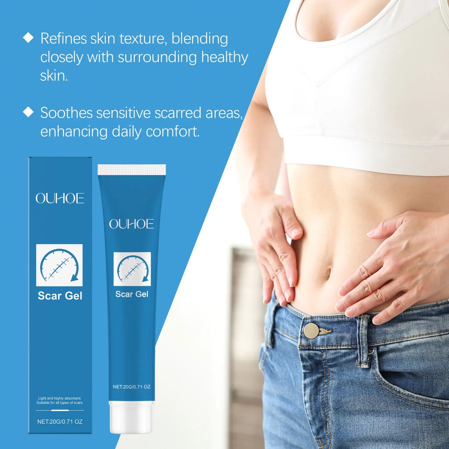 Ouhoe Scar Gel Scar Repair Cream Fade-Out Scald Scar Skin Wound Cream Stretch Marks Acne Marks Repair Gel Skin Care Products