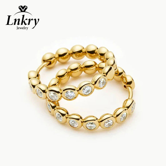 Lnkry Test Passed 2.5mm Moissanite Bubble Stye Hoop Earring For Women 14k Gold Filled Round Circel Earrings Jewelry Gift