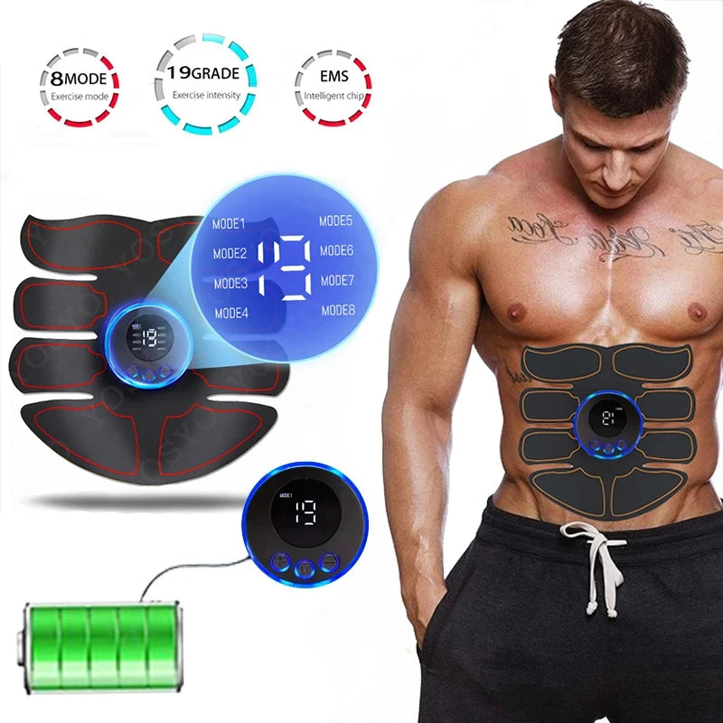 1pcs EMS Abdominal Muscle Stimulator Fitness ABS Arm Training Patches Muscle Exercise Instrument USB Charging ﻿