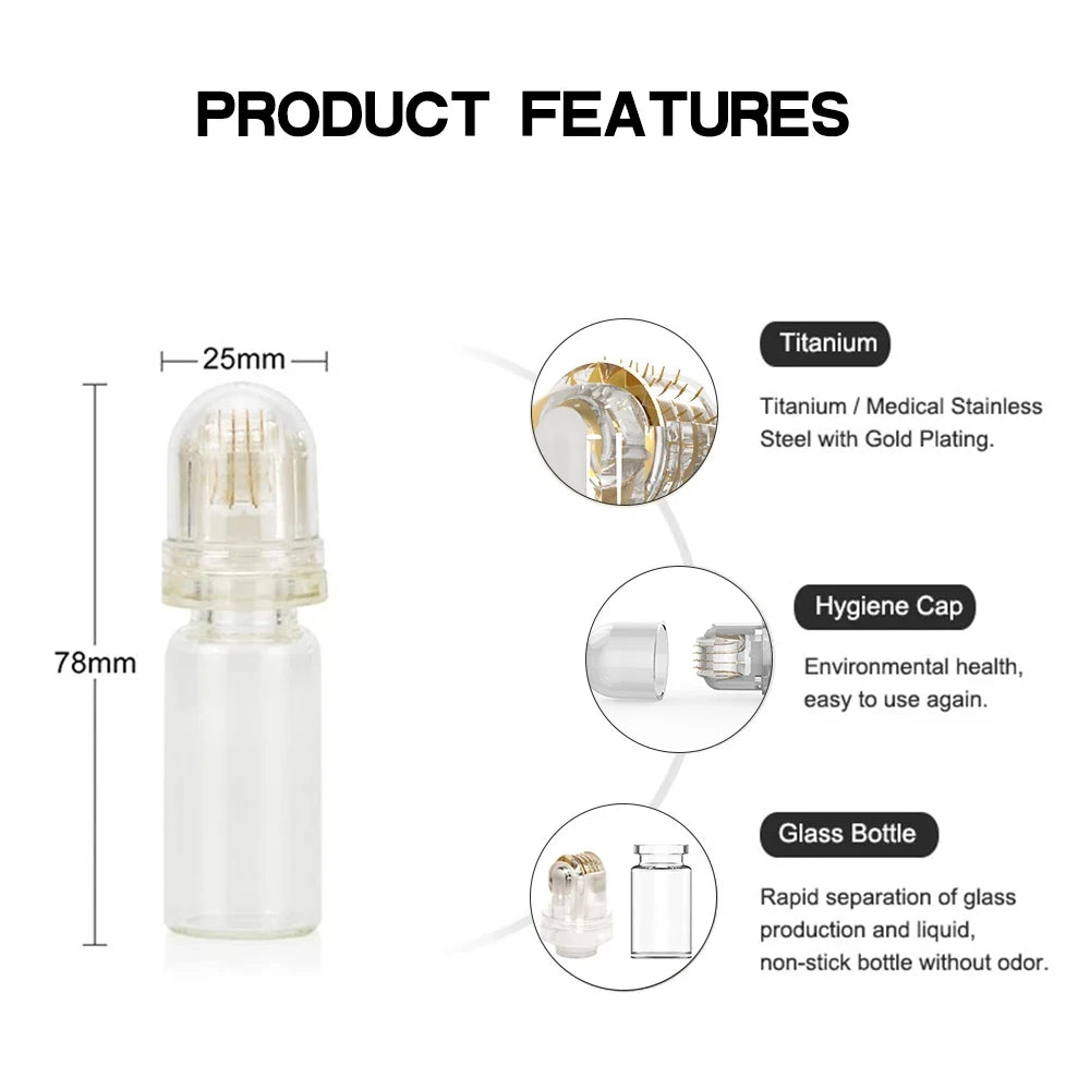 Hydra Derma Roller 64pin Microneedle Dermaroller With Serum Infusion for Lip Hair Face Scalp Beard  Beauty Skin Care