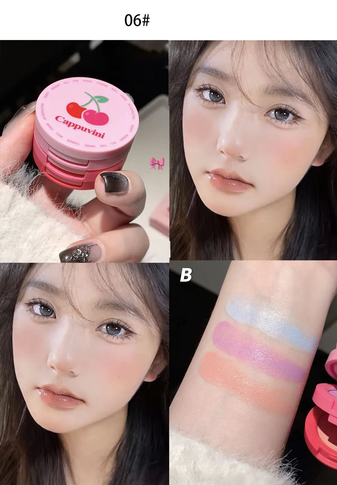 3 in 1 Cream Blush Cherry Watermelon Red Blushes Waterproof Lasting Matte Beauty Blush Cream Peach Face Blush Makeup Cosmetic