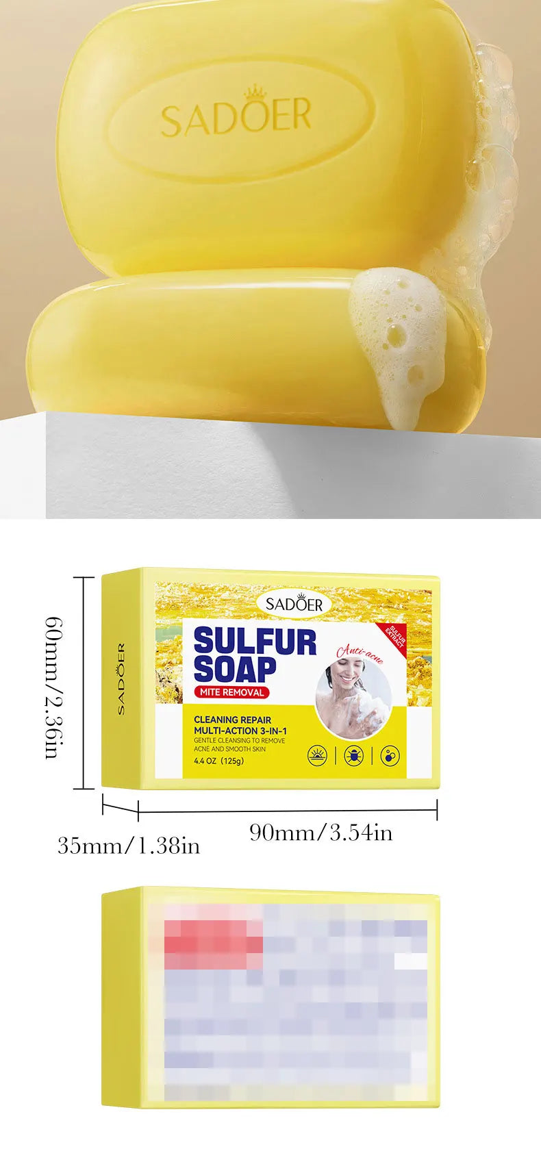 1Box Sulfur Anti Mite Soap Cleansing The Body Handmade Soap Turmeric Acid Kojico Foam Moisturize Control Oil and Prevent Dry