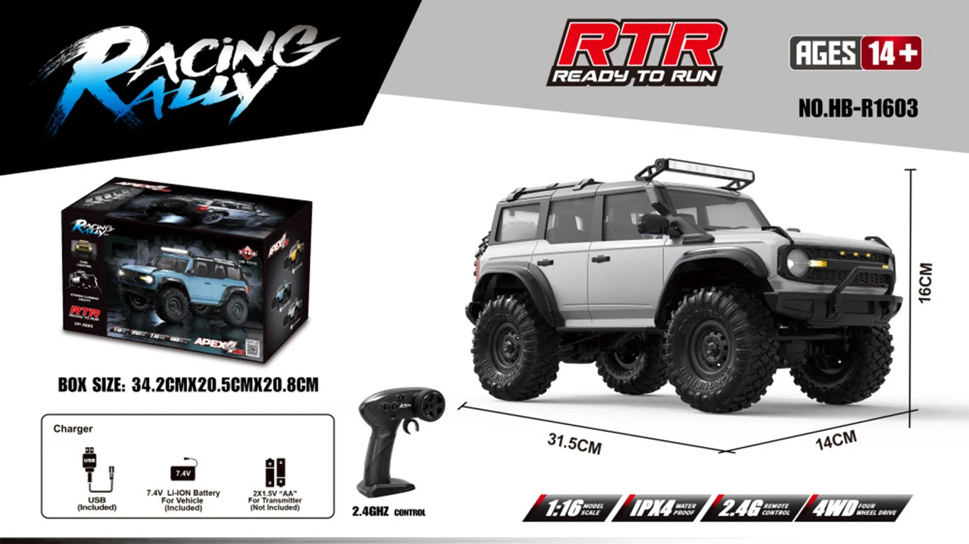 1:16 4WD Rc Car Full Scale Simulation 2.4G Off-Road Remote Control Cars With LED Trucks Race Cars Model Toys For Kids Adult Gift
