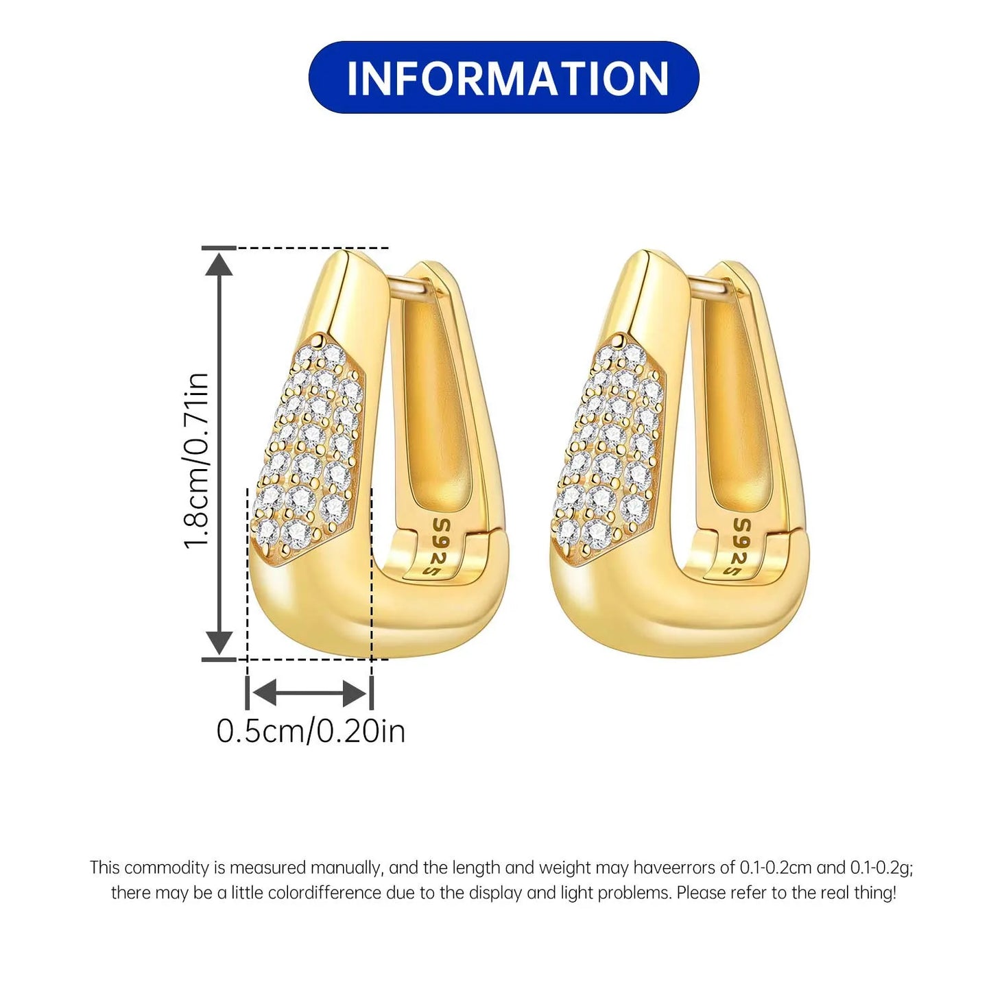 CYCUFF S925 Sterling Silver Zircon Simple Geometry Big Double Ring Earrings Birthday Party Gift Trend 2025 Jewelry Women Earring
