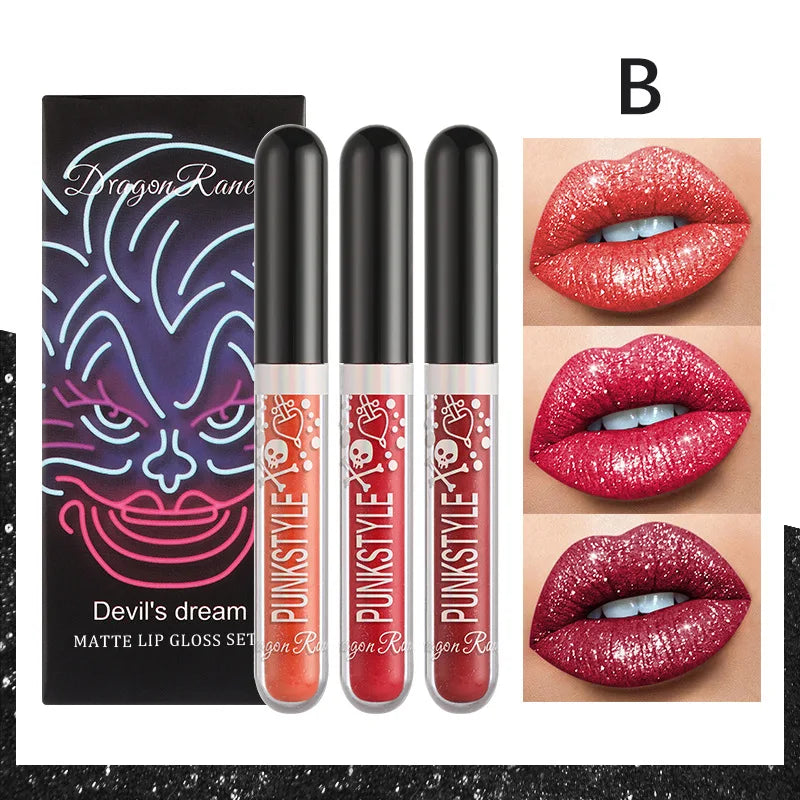 Long-Lasting Matte Lip Glaze Glitter Non-Fading Non-Stick Cup Metal Shiny Valentine's Day Gift Lip Gloss