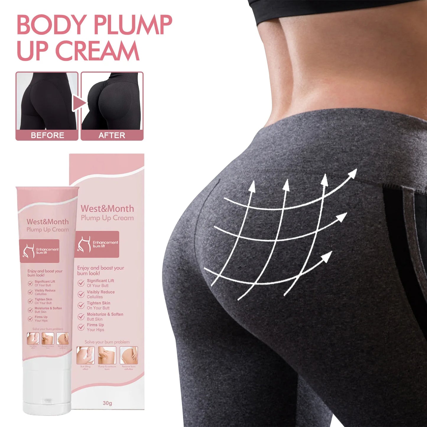 Butt Enhancement Cream Buttock Growth Enlargement Shaping Sexy Big Ass Prevent Fuller Sagging Nourishing Lift Hip Plump up Cream