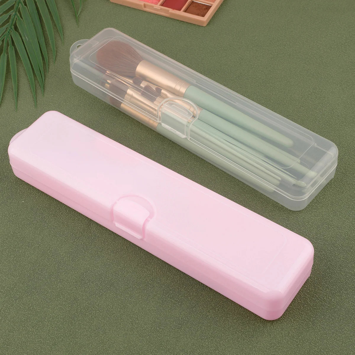 Portable Makeup Brush Storage Box  Eyebrow Pencil Tableware Chopsticks Transparent With Cover Organizer Case Beauty Tool