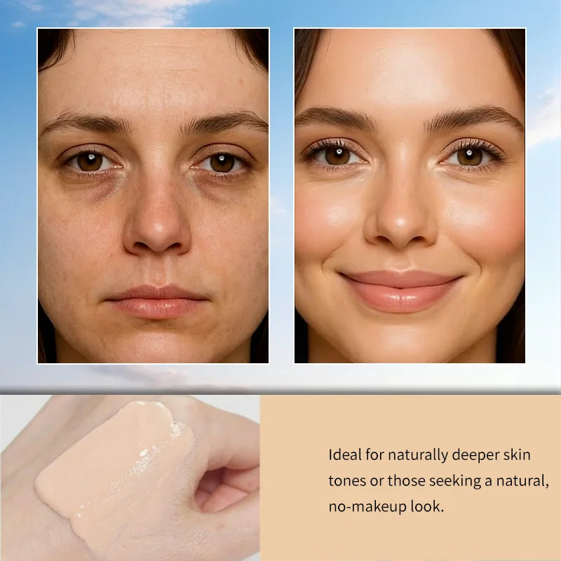 Tinted Sunscreen-Instant Glass Skin Glow BB Cream With SPF 50, Natural Glow,Waterproof, Warm Yellow Tone That Adapts To Skin