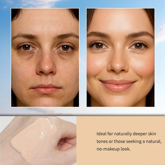 Tinted Sunscreen-Instant Glass Skin Glow BB Cream With SPF 50, Natural Glow,Waterproof, Warm Yellow Tone That Adapts To Skin