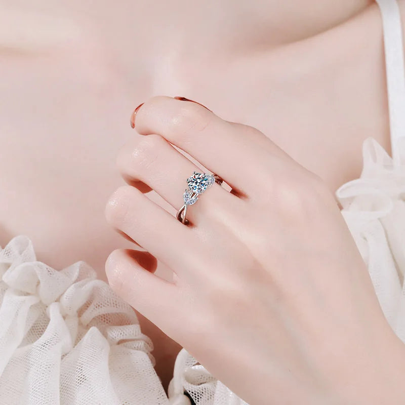 6.5MM 1CT D Color Moissanite Ring S925 Sterling Silver super Sparkling Ring Woman Man Daily Wear Engagement Wedding Rings Gift