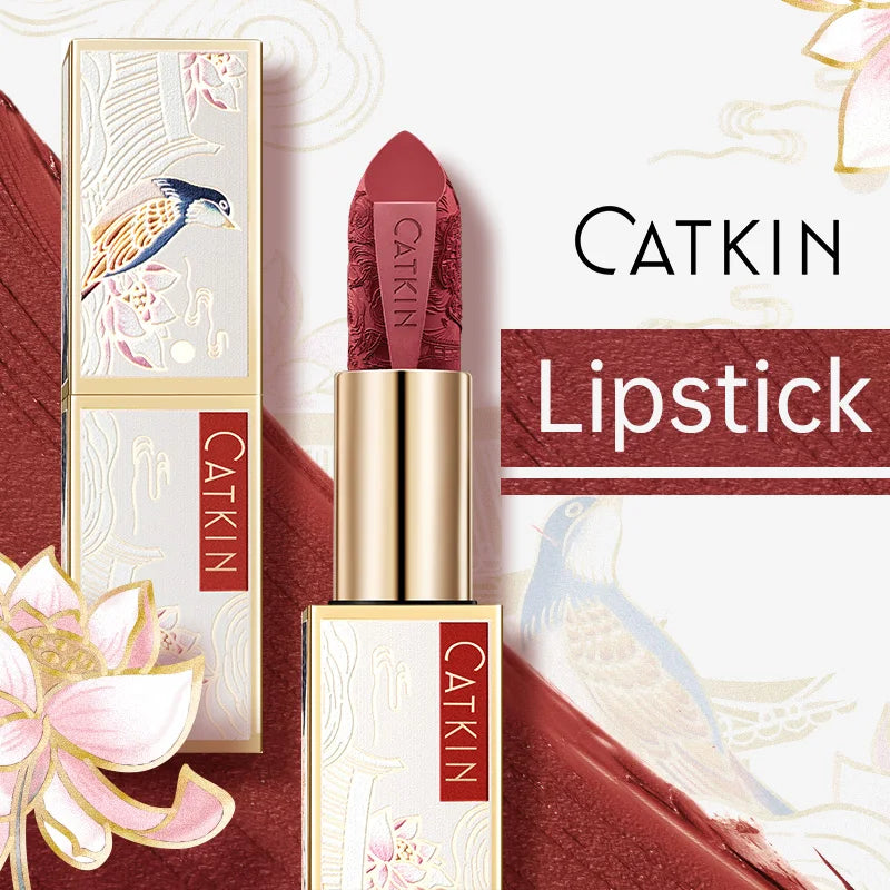 CATKIN Dreamworld Carving Lipstick, Waterproof Long Lasting Satin Nourish Moisturizing Smooth Soft 0.13 Ounce-Chinese Style