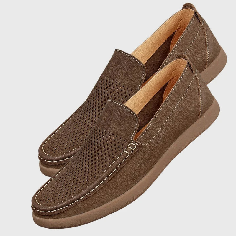 EAGSITY High quality Cow leather outdoor casual shoes slip on Men's loafer shoes slip on retro sneaker work shoes